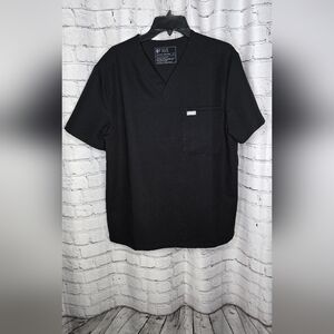 Figs Black Short Sleeve V-Neck Tee Scrub Size Medium